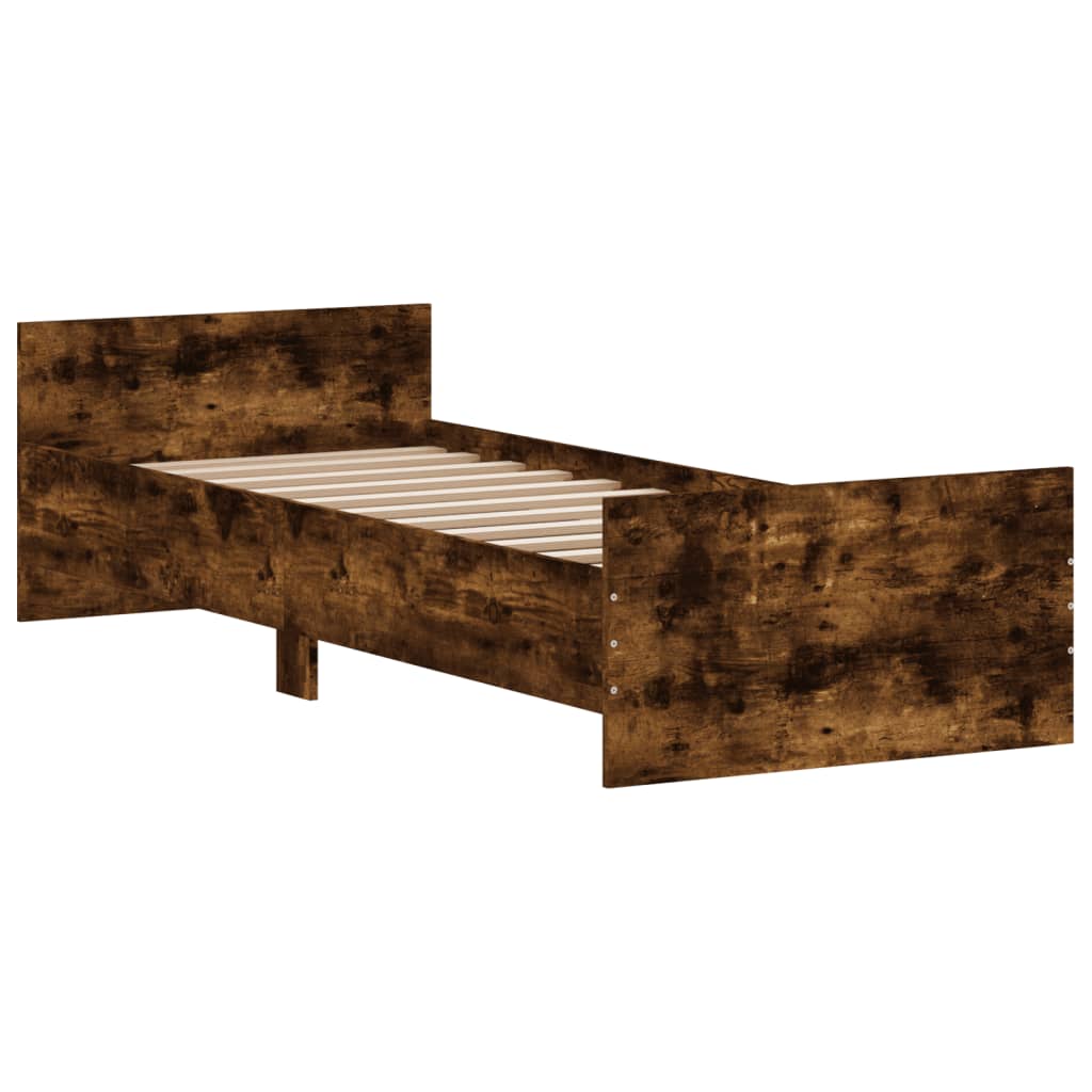 Cadre de lit sans matelas chêne fumé 75x190cm bois d'ingénierie