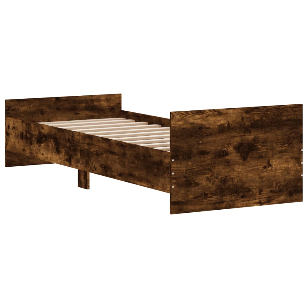 Cadre de lit sans matelas chêne fumé 75x190cm bois d'ingénierie