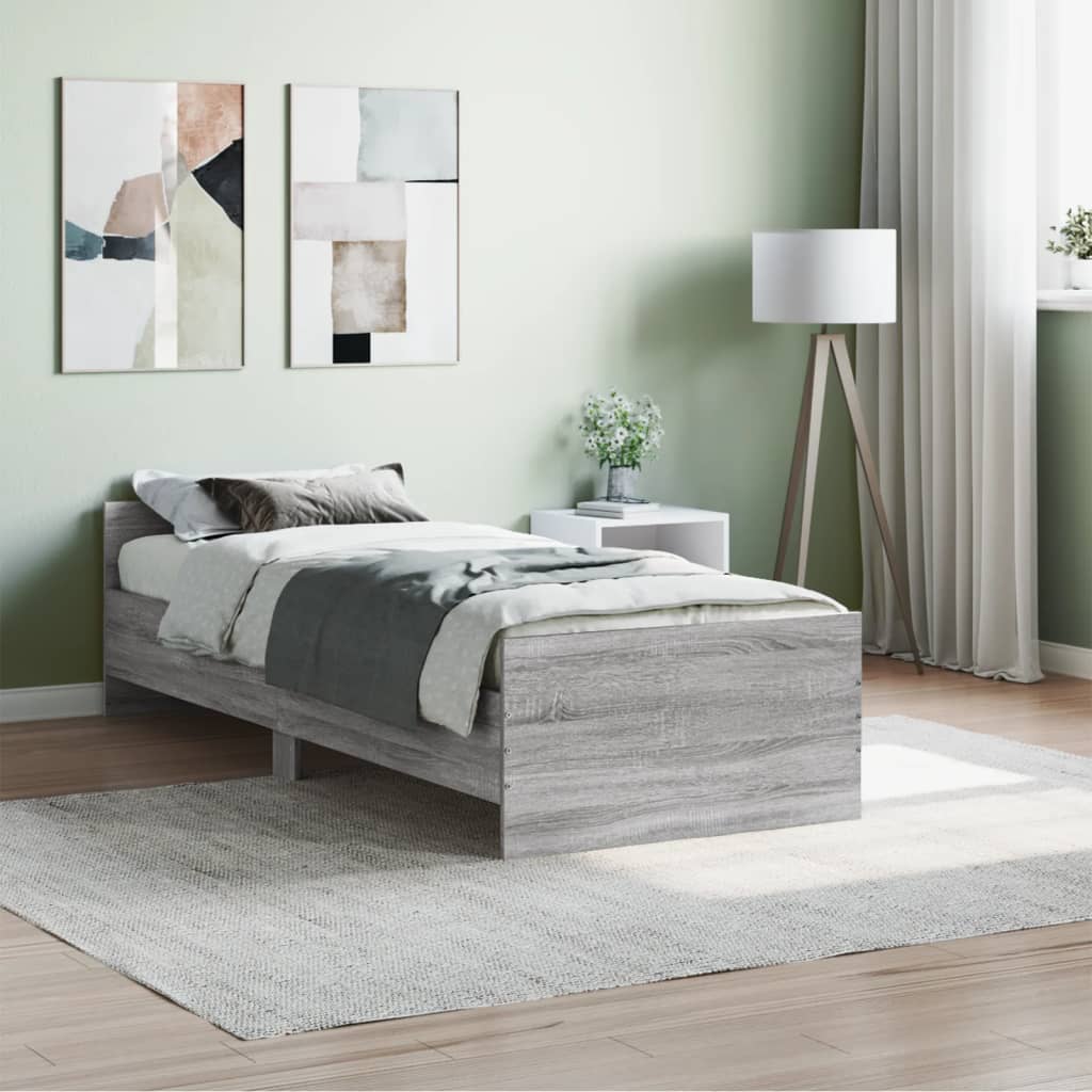 Cadre de lit sans matelas sonoma gris 75x190 cm