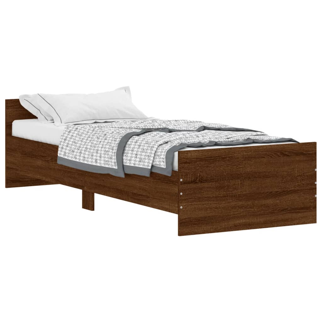 Cadre de lit sans matelas chêne marron 75x190cm bois ingénierie