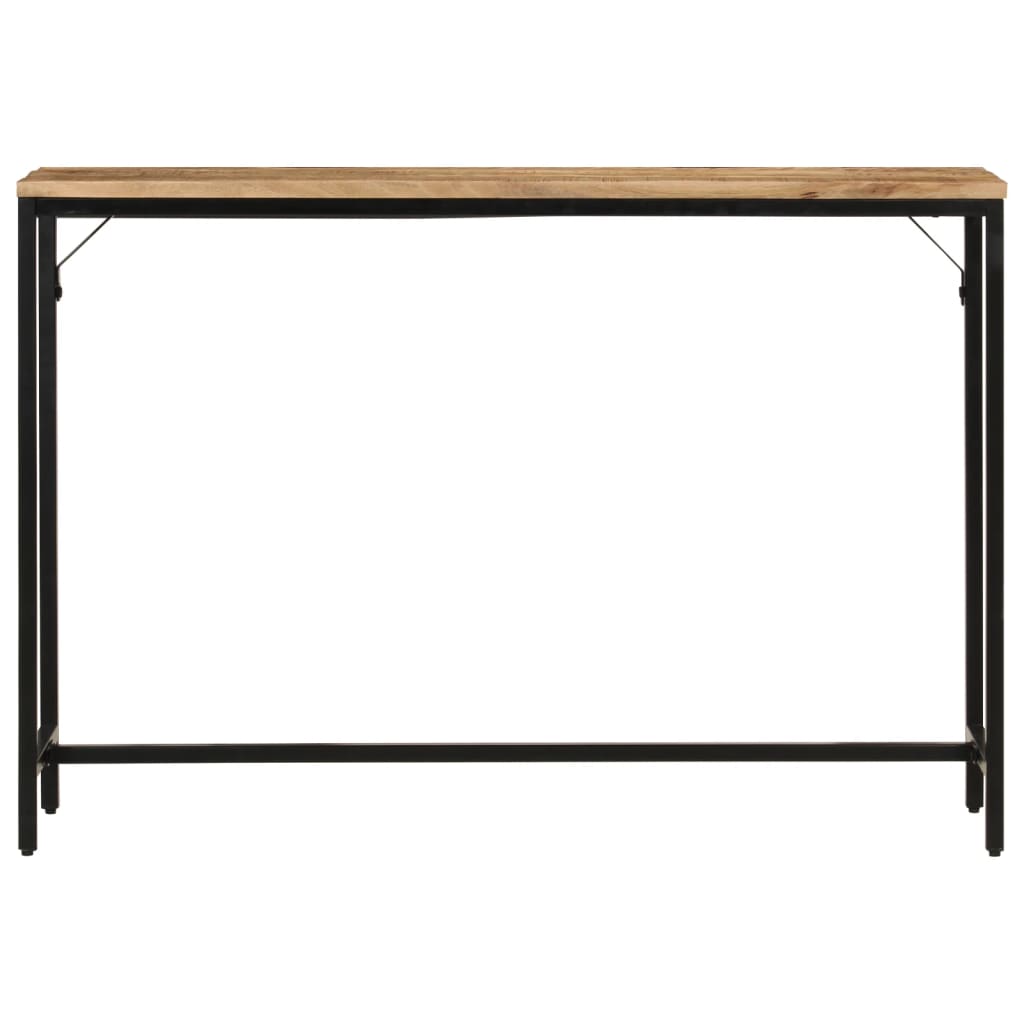 Table console 110x30x75 cm bois de manguier massif brut et fer