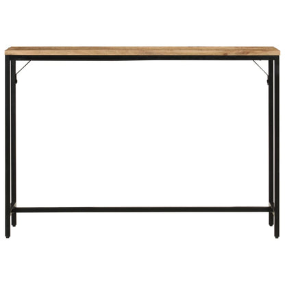 Table console 110x30x75 cm bois de manguier massif brut et fer