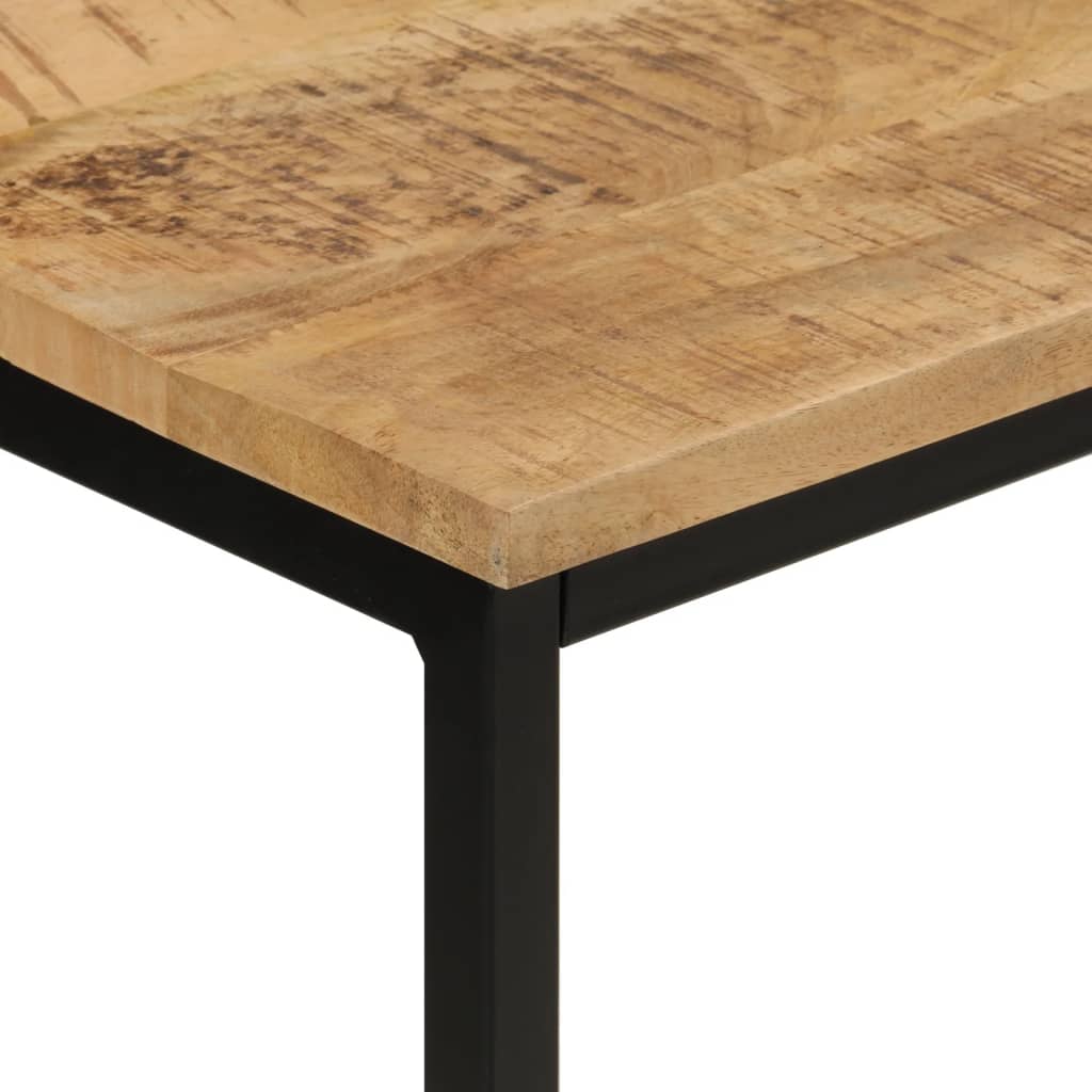 Table console 110x30x75 cm bois de manguier massif brut et fer