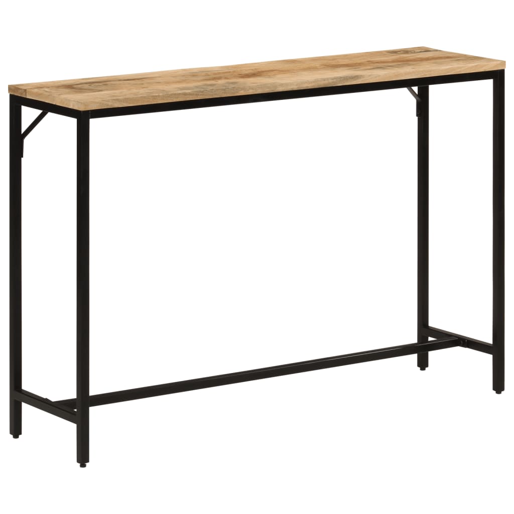 Table console 110x30x75 cm bois de manguier massif brut et fer