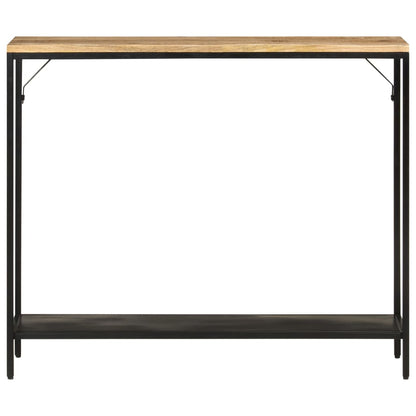 Table console 90x30x75 cm bois de manguier massif brut et fer