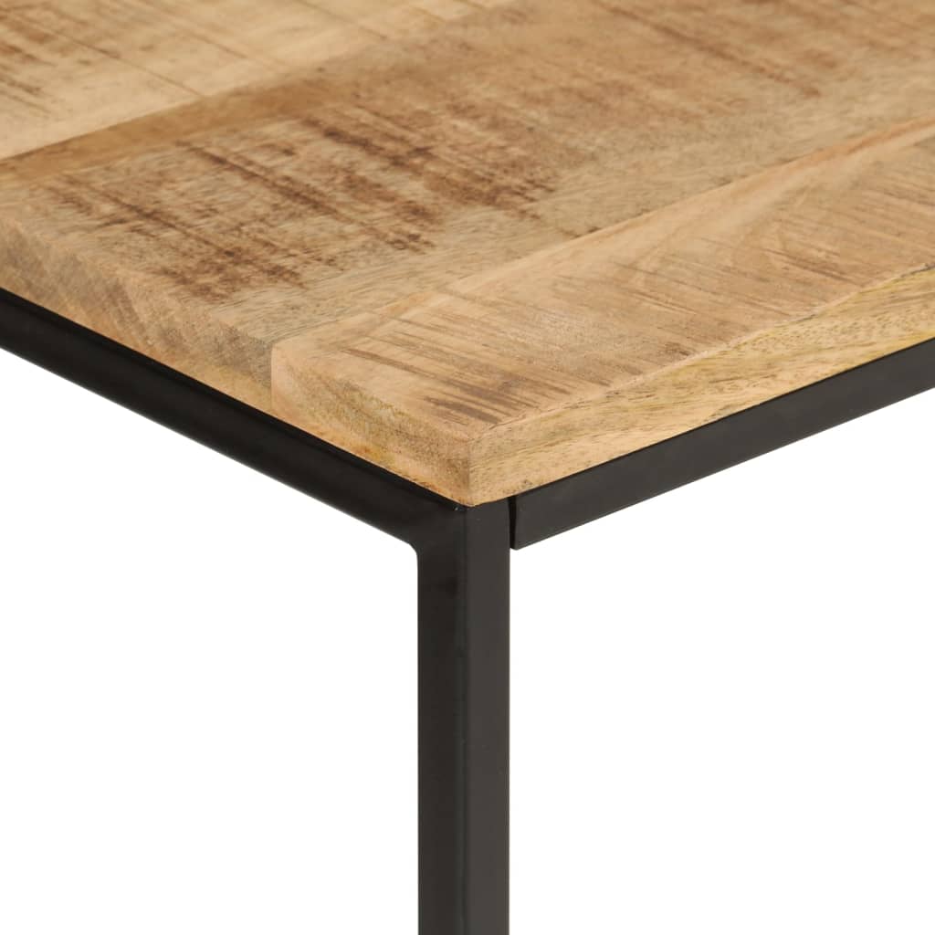 Table console 90x30x75 cm bois de manguier massif brut et fer