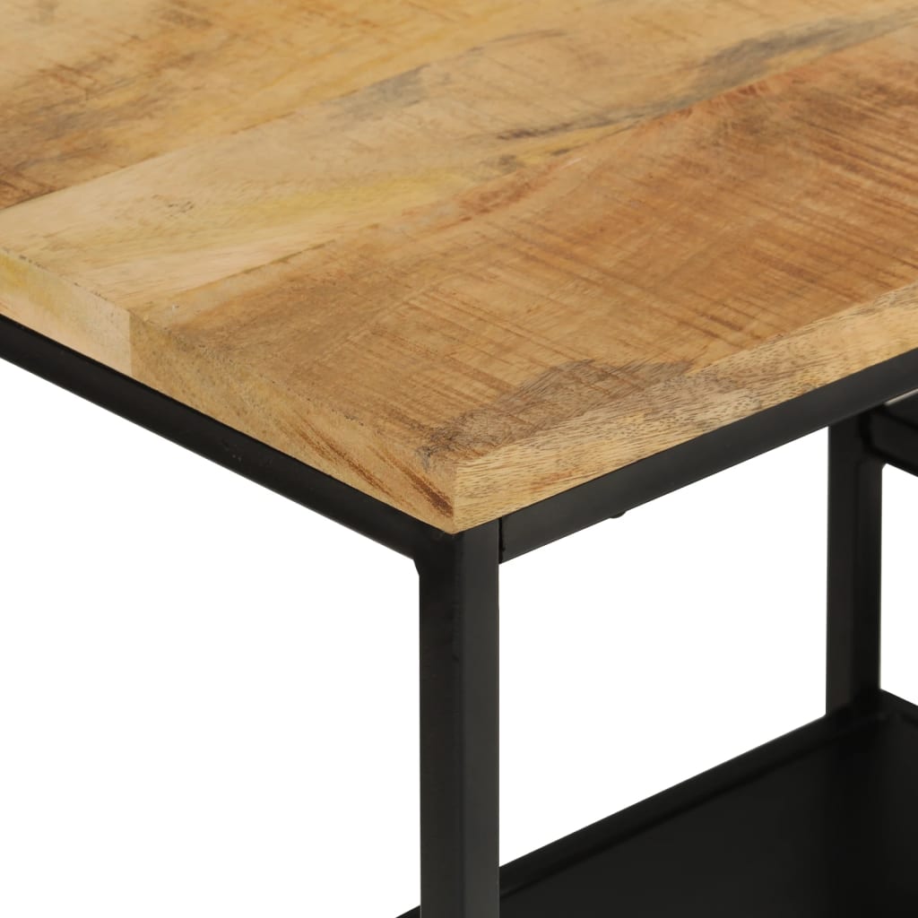 Table console 110x30x75 cm bois de manguier massif brut et fer