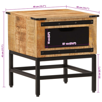 Table de chevet 40x40x45 cm bois de manguier massif