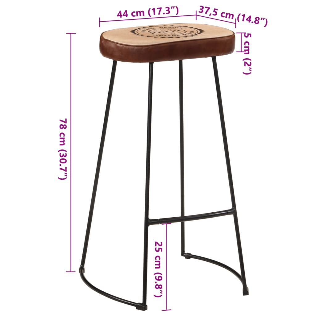 Tabourets de bar lot de 2 marron foncé 44x37,5x78 cm