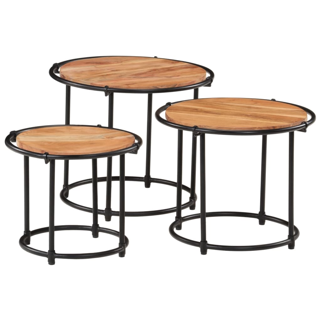 Tables gigognes 3 pcs bois massif d'acacia