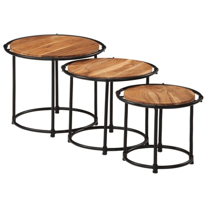 Tables gigognes 3 pcs bois massif d'acacia