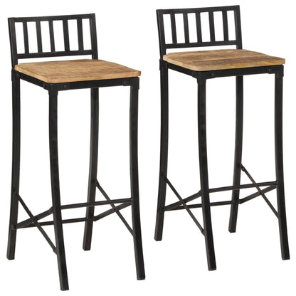 Chaises de bar lot de 2 bois de manguier massif brut