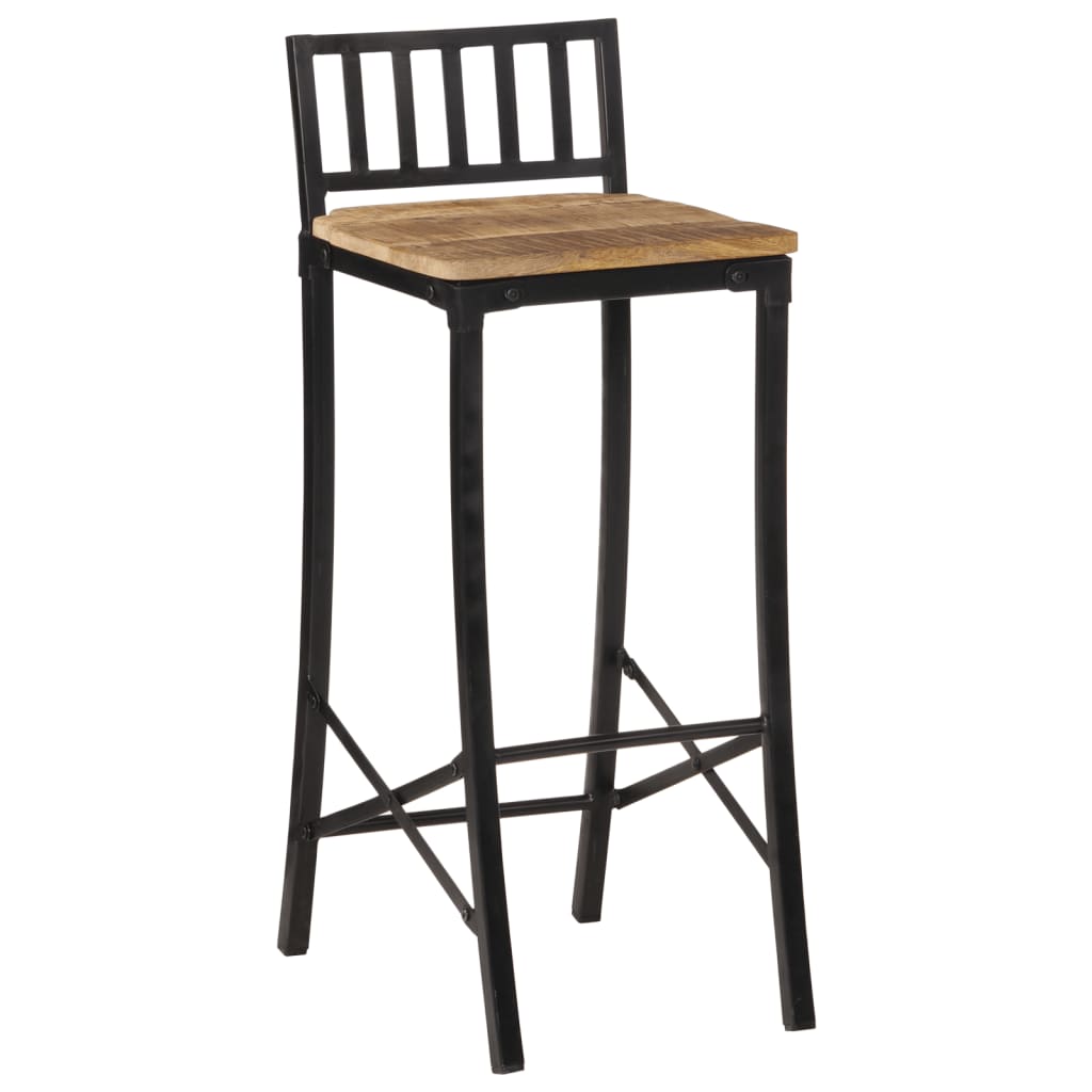 Chaises de bar lot de 2 bois de manguier massif brut