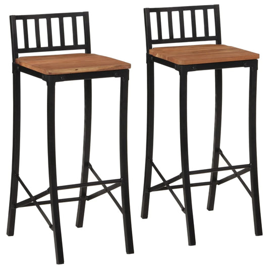 Chaises de bar lot de 2 bois d'acacia massif