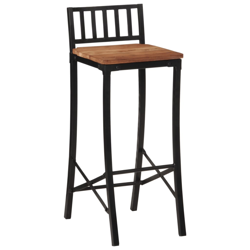 Chaises de bar lot de 2 bois d'acacia massif