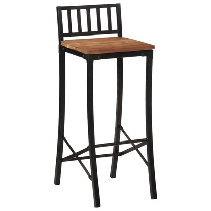 Chaises de bar lot de 2 bois d'acacia massif