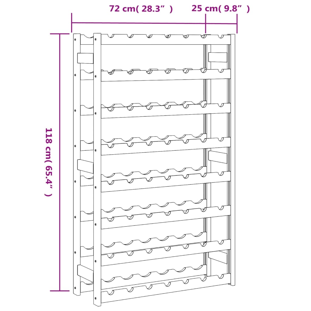 Casier à bouteilles pour 56 bouteilles gris bois pin solide