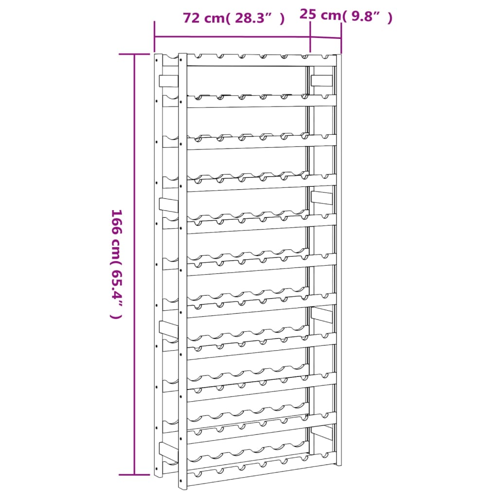 Casier à bouteilles pour 77 bouteilles gris bois pin solide