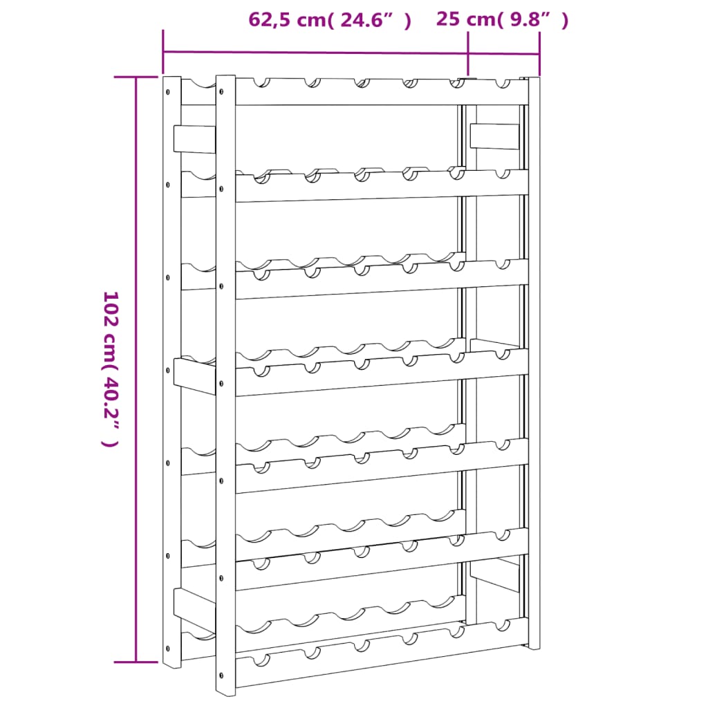 Casier à bouteilles pour 42 bouteilles marron bois pin solide