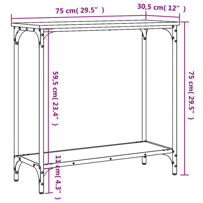 Table console chêne marron 75x30,5x75 cm bois d'ingénierie