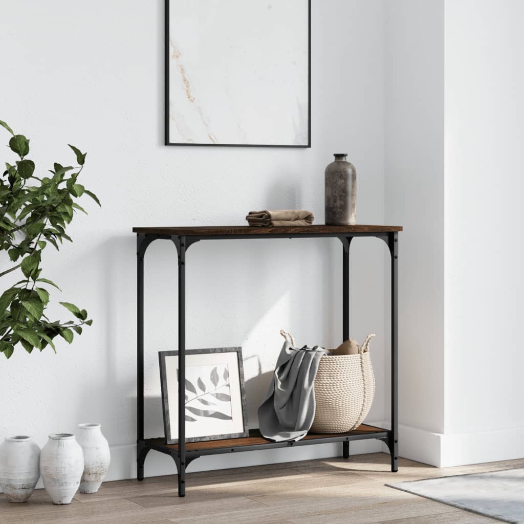 Table console chêne marron 75x30,5x75 cm bois d'ingénierie