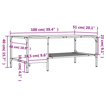 Table basse avec support chêne fumé 100x51x40cm bois ingénierie