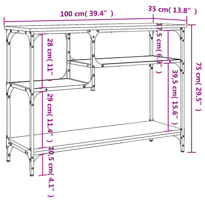 Table console avec étagères sonoma gris 100x35x75 cm