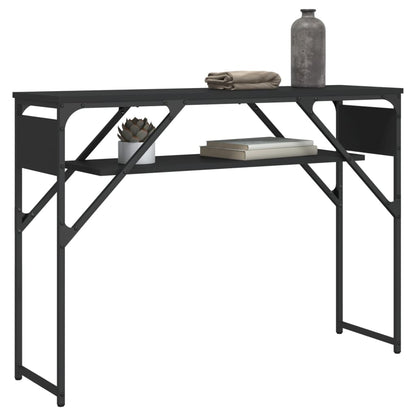 Table console avec étagère noir 105x30x75 cm bois d'ingénierie