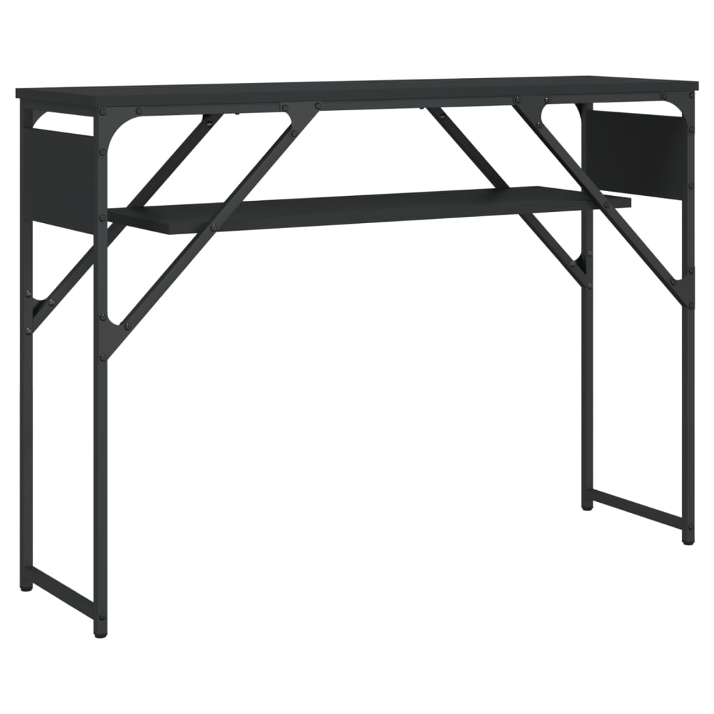 Table console avec étagère noir 105x30x75 cm bois d'ingénierie