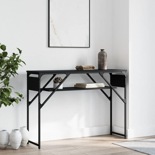 Table console avec étagère noir 105x30x75 cm bois d'ingénierie