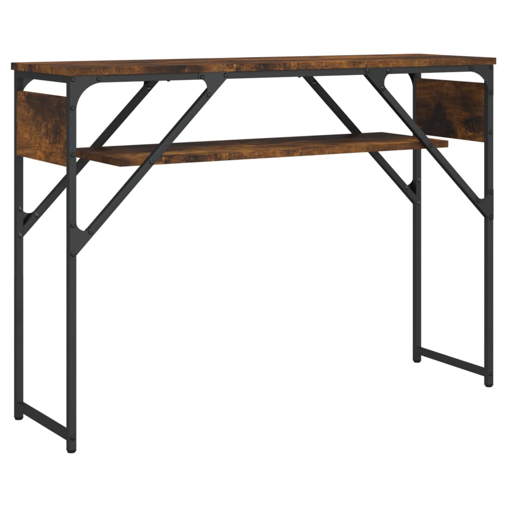 Table console avec étagère chêne fumé 105x30x75 cm