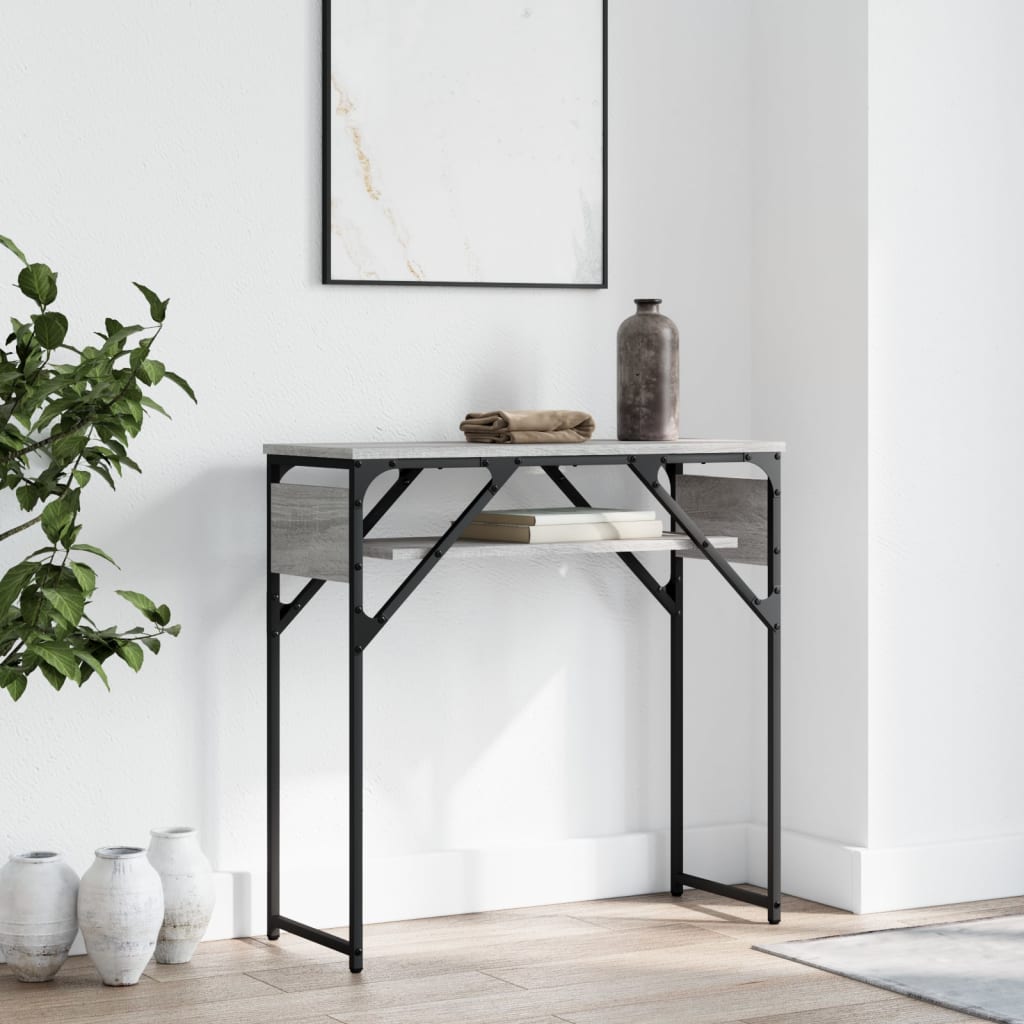 Table console avec étagère sonoma gris 75x30x75 cm