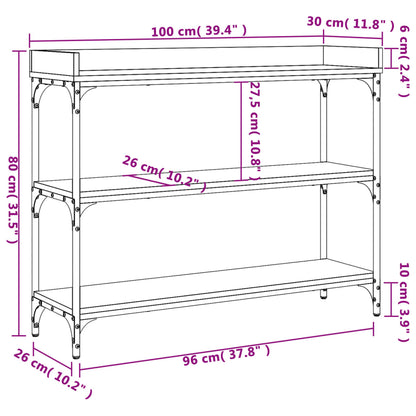 Table console avec étagères noir 100x30x80 cm