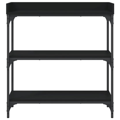 Table console avec étagères noir 75x30x80 cm