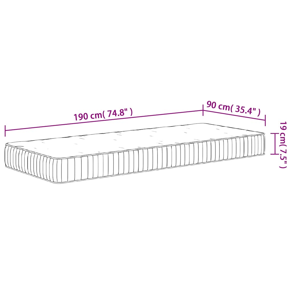 Matelas à ressorts ensachés moyen 90x190 cm