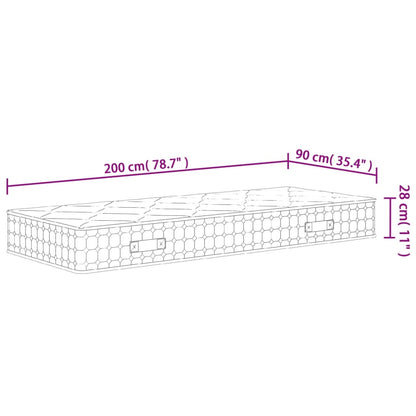 Matelas à ressorts ensachés moyen 90x200 cm