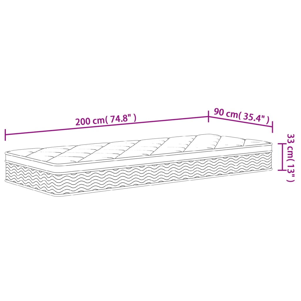 Matelas à ressorts ensachés moyen plus 90x200 cm