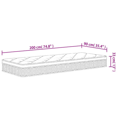 Matelas à ressorts ensachés moyen plus 90x200 cm