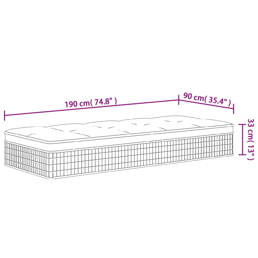 Matelas à ressorts ensachés moyen plus 90x190 cm