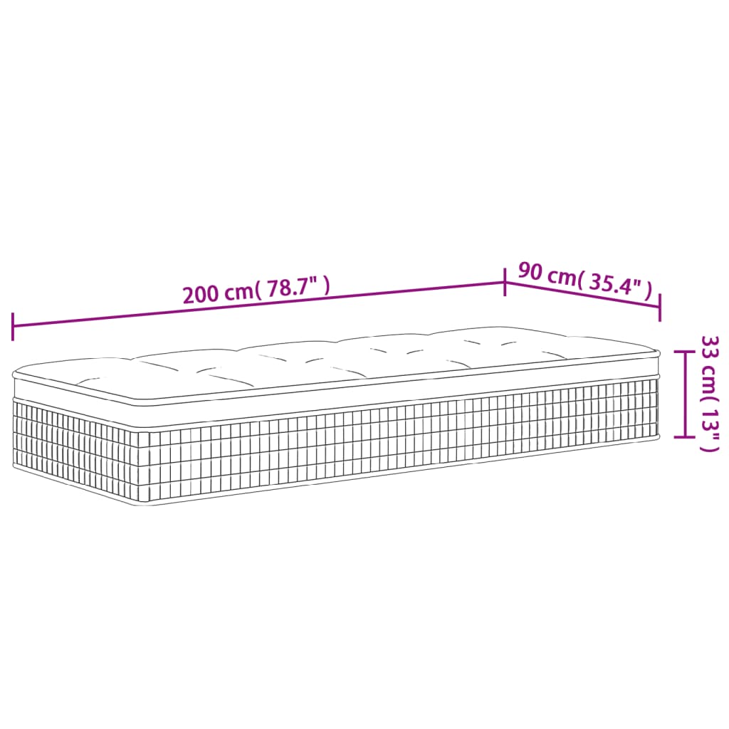 Matelas à ressorts ensachés moyen plus 90x200 cm