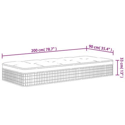 Matelas à ressorts ensachés moyen plus 90x200 cm