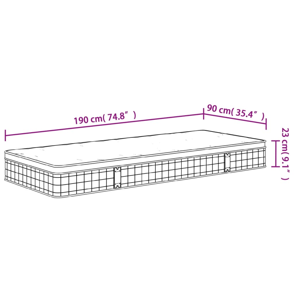 Matelas à ressorts bonnell moyen 90x190 cm