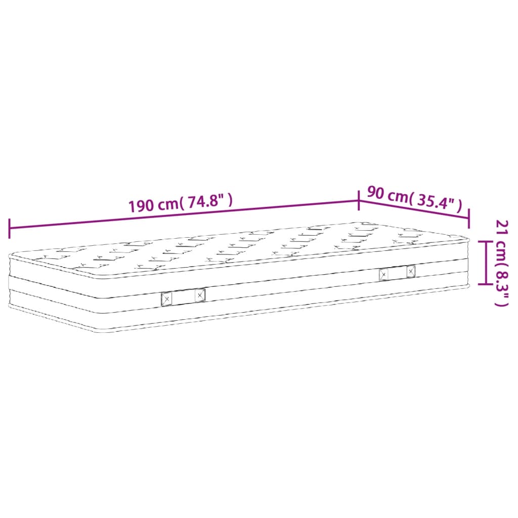 Matelas à ressorts bonnell moyen 90x190 cm