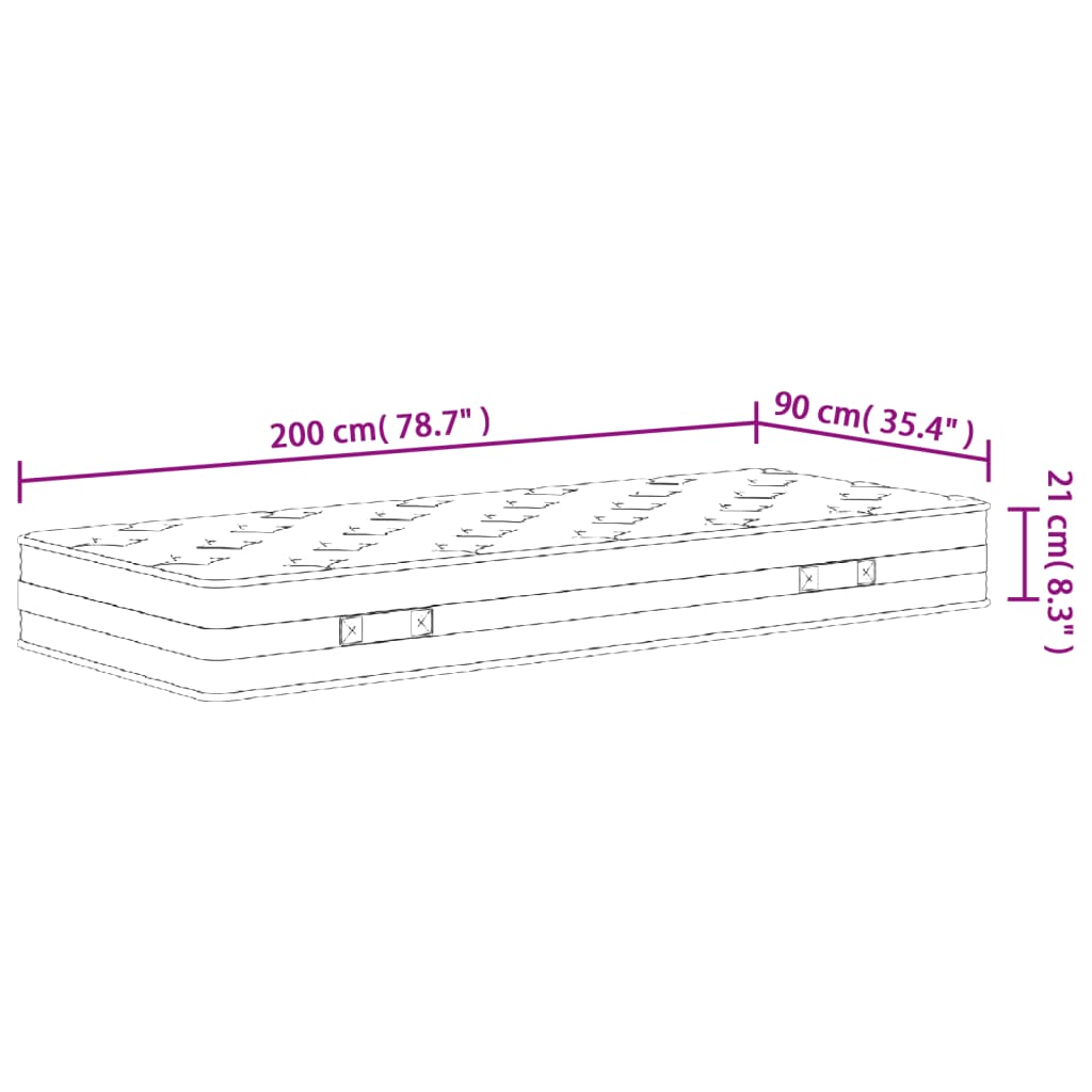 Matelas à ressorts bonnell moyen 90x200 cm