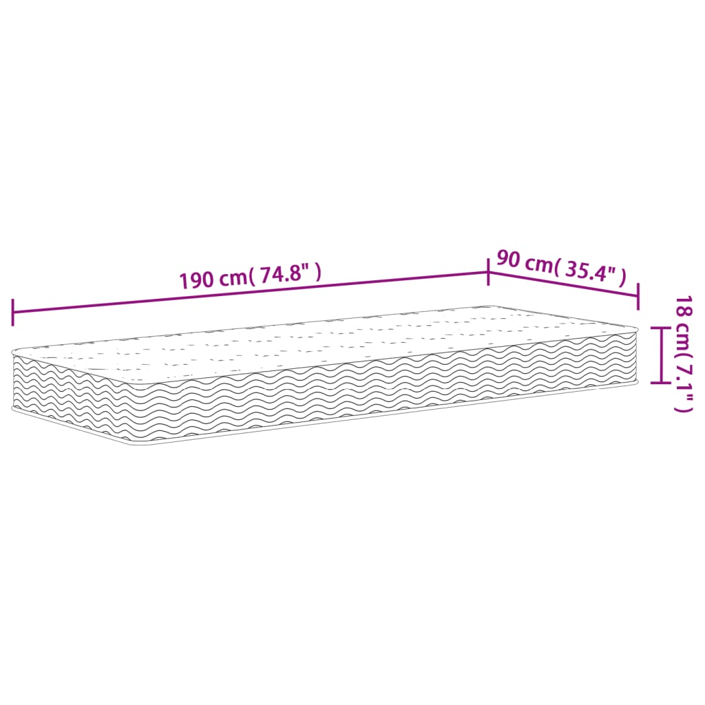 Matelas à ressorts bonnell moyen 90x190 cm