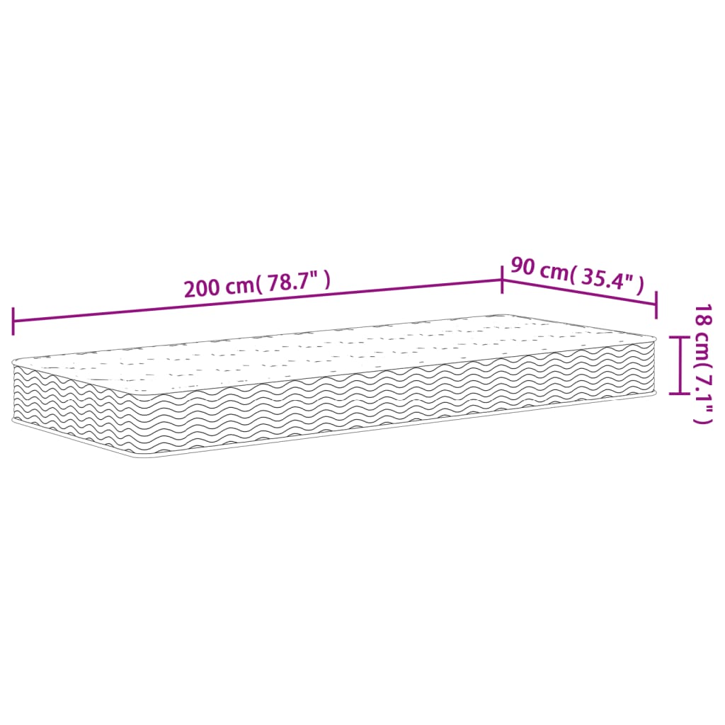 Matelas à ressorts bonnell moyen 90x200 cm