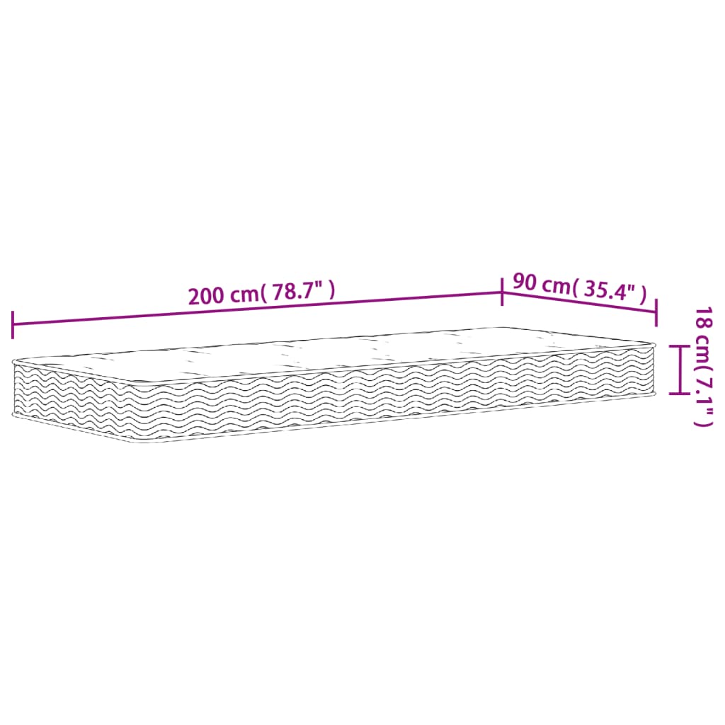 Matelas à ressorts bonnell moyen 90x200 cm