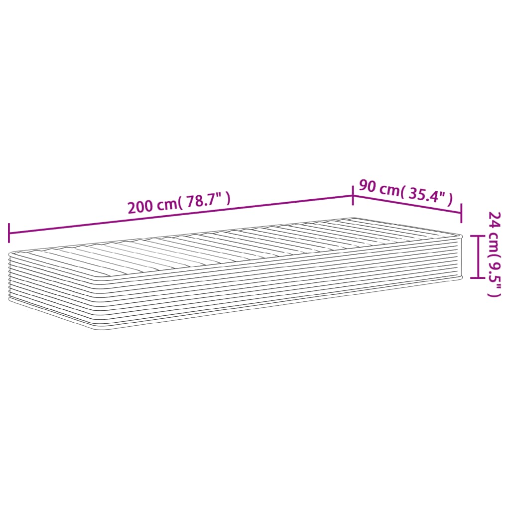 Matelas en mousse moyennement doux 90x200 cm