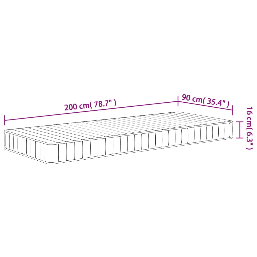 Matelas en mousse moyennement doux 90x200 cm