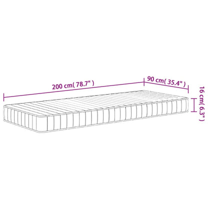 Matelas en mousse moyennement doux 90x200 cm